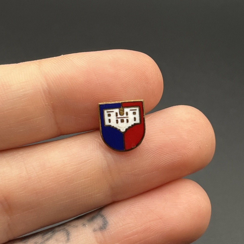 Vintage Red White Blue Shield Crest Logo Lapel Hat Pin